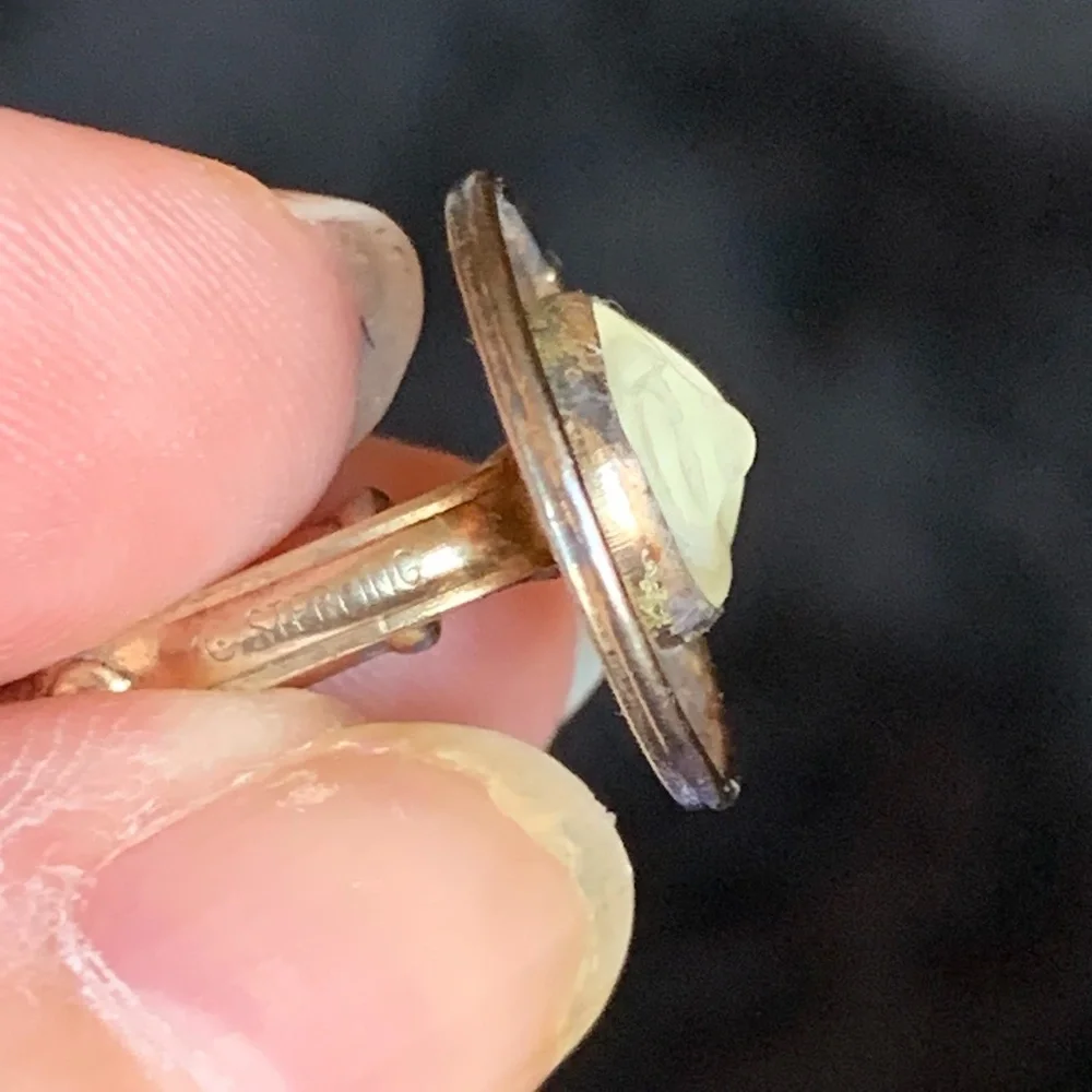 Vintage Sterling Cufflinks Moonstone Rock Crystal